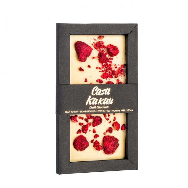 Casa Kakau Vegan white chocolate with raspberries 70g.